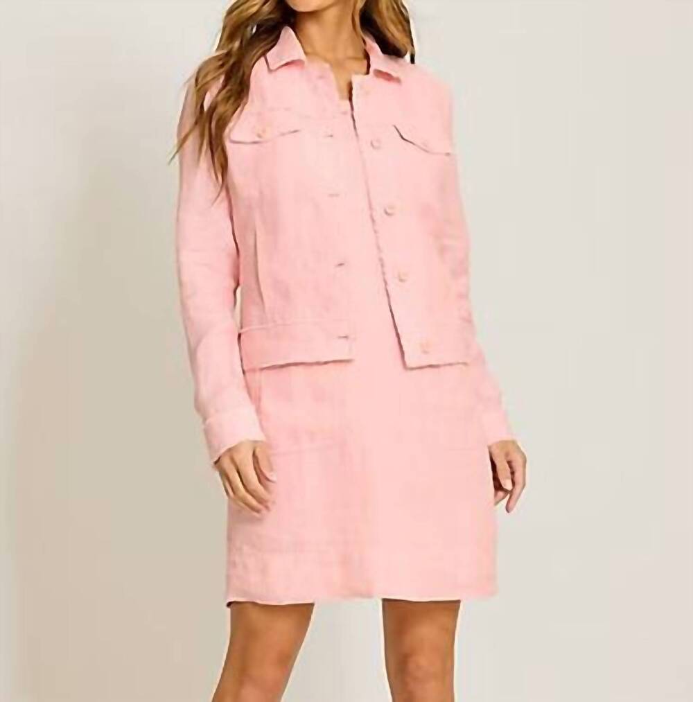 NEW TOMMY BAHAMA two palms linen raw-edge jacket in light salmon